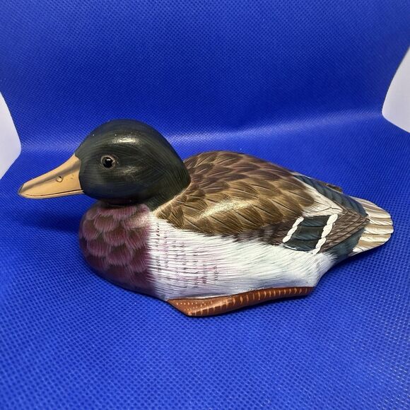 Vintage Hand Carved Mallard Male Duck Figurine 4.7” CHALET SWISS Lucerene SD302 - Picture 1 of 6